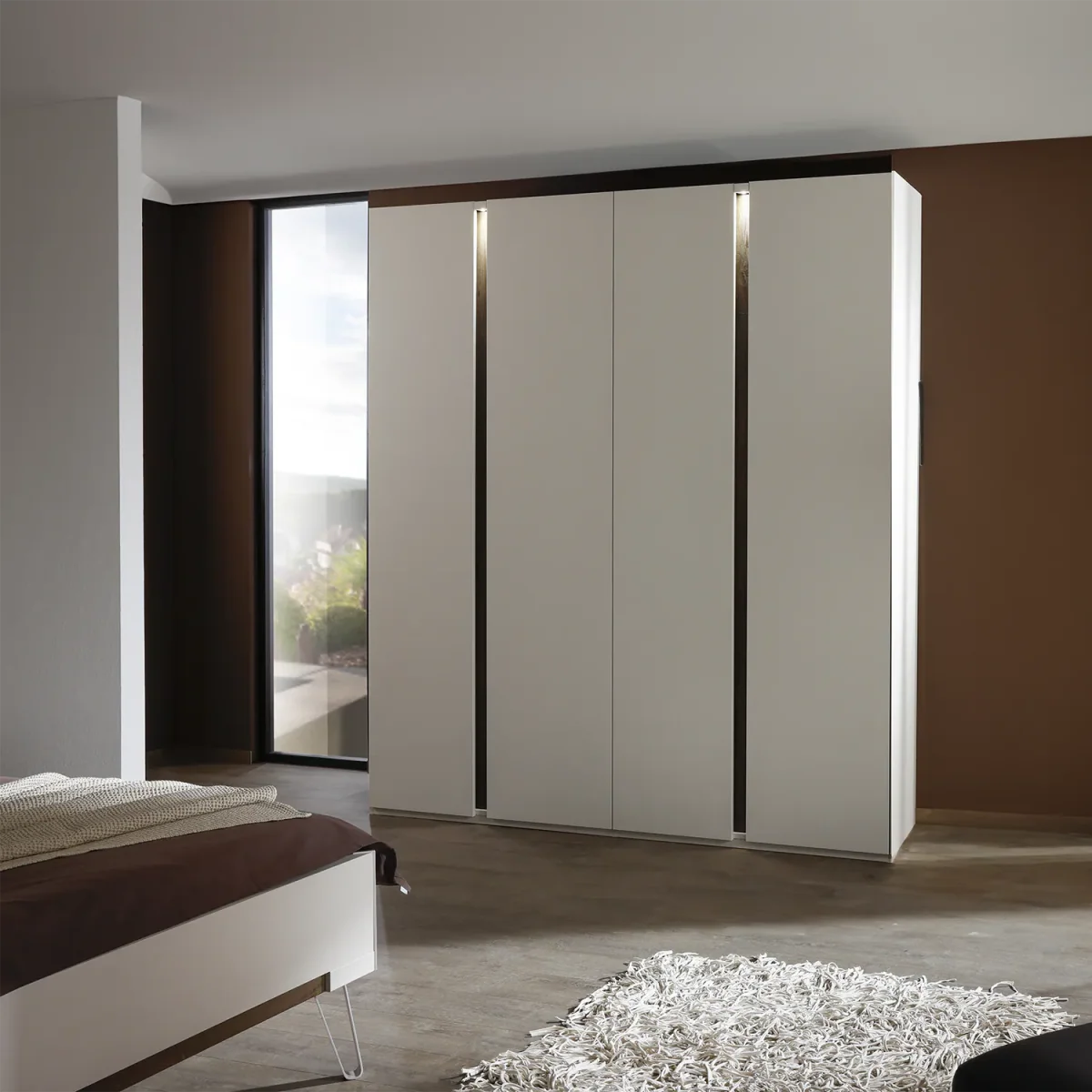 Larisa Champagne & Atlantic Oak Hinged 4 Door Wardrobe - Home Of Wardrobes
