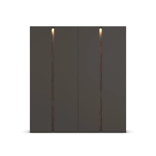 Larisa Graphite & Atlantic Oak Hinged 4 Door Wardrobe with Light - Home of Wardrobes