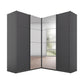 Lema Metallic Grey Corner Sliding Wardrobe