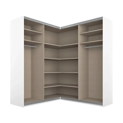 Lema Metallic Grey Corner Sliding Wardrobe - Interior view