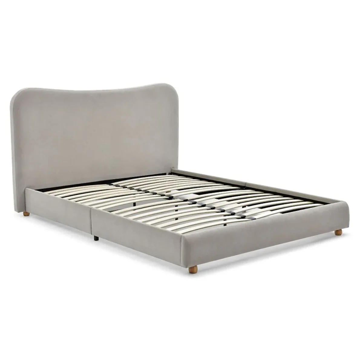 Lilo Chenille King Size Bed with Curved Headboard - Bed In A Box