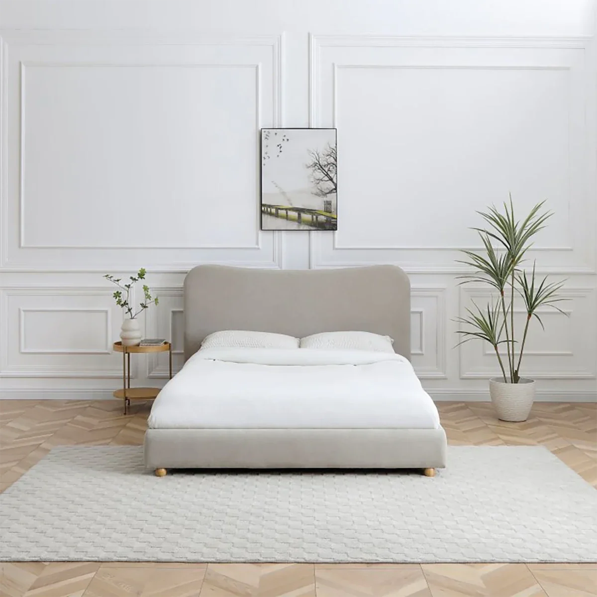 Lilo Chenille King Size Bed with Curved Headboard - Bed In A Box. Also available in King Size 