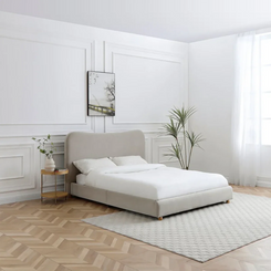 Lifestyle image of Lilo Chenille King Size Bed with Curved Headboard - Bed In A Box