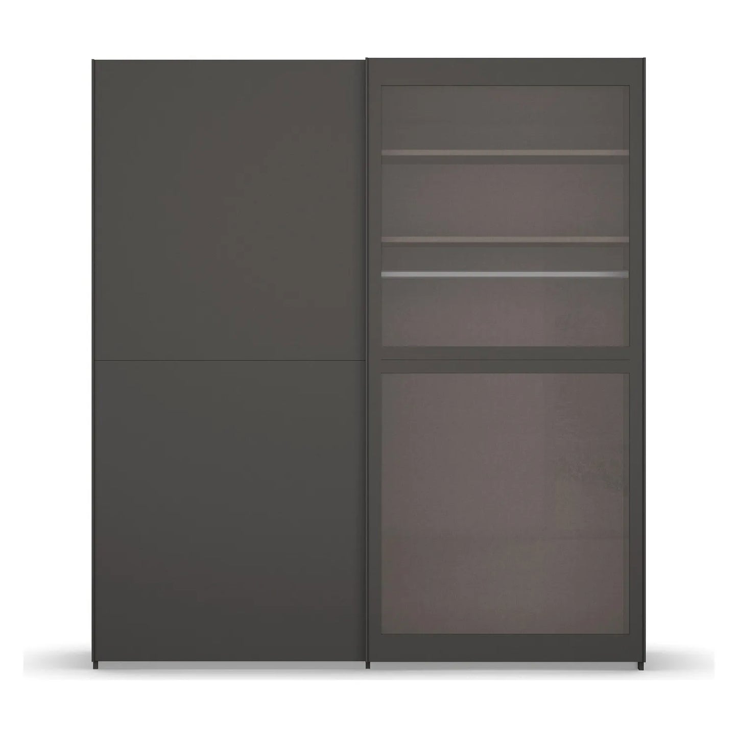 Lumis Graphite Sliding Wardrobe with one Transparent Glass Door
