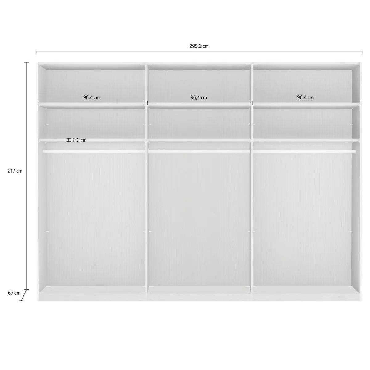 Monaco 3000 Graphite Decor Large Sliding Door Wardrobe with Mirror 
