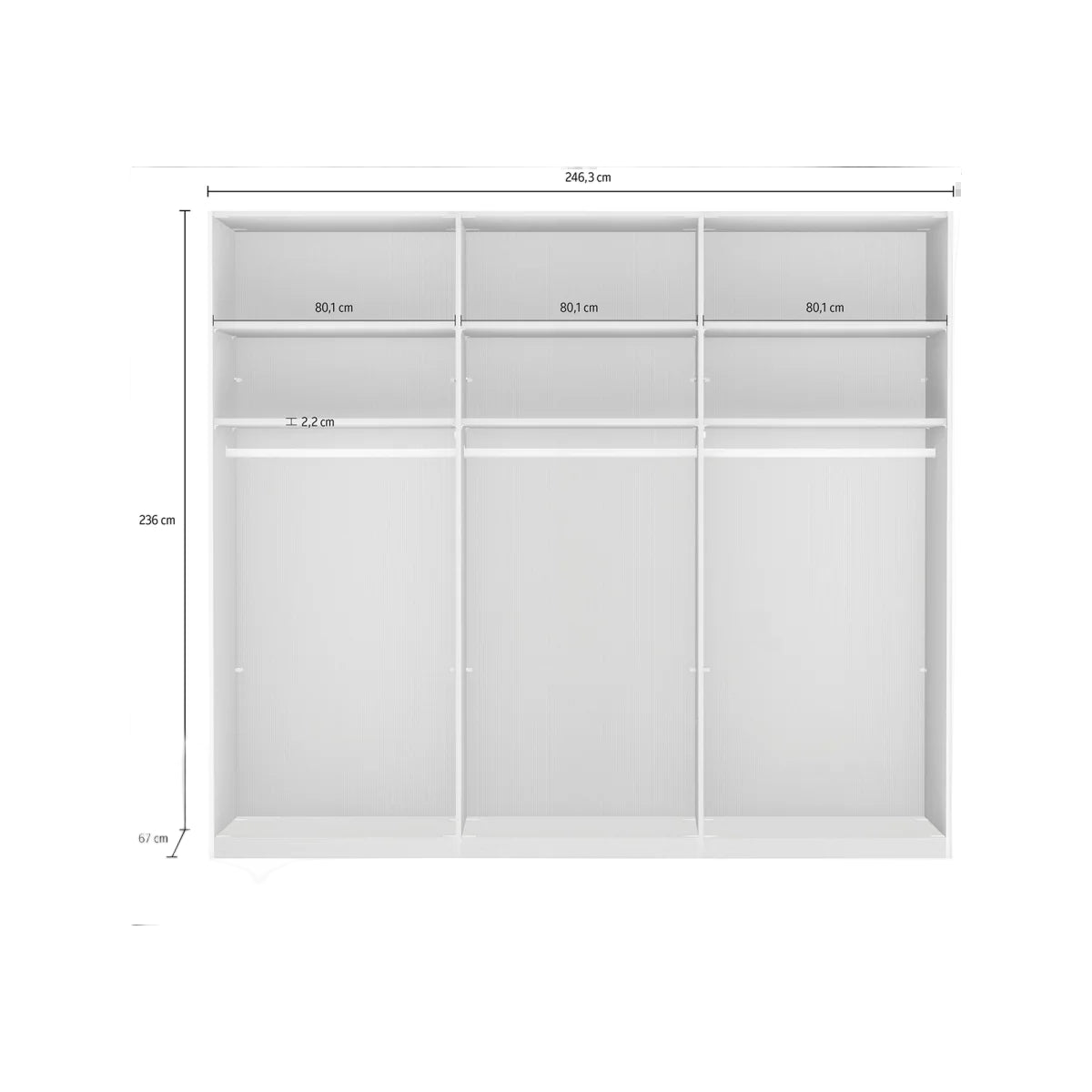 Monaco 3000 Graphite Decor Large Sliding Door Wardrobe with Mirror