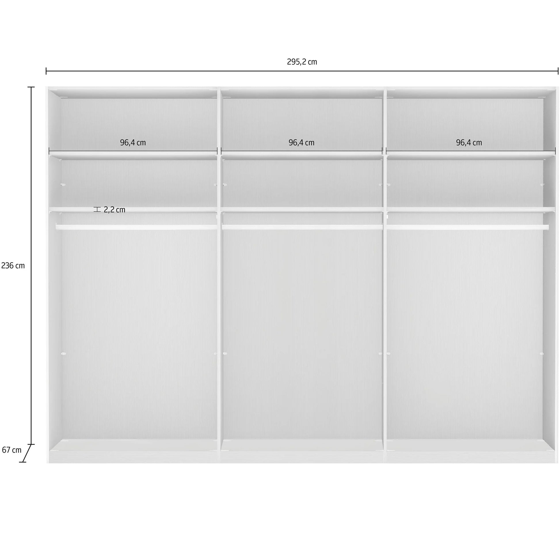 Monaco 3000 Pebble Grey Decor Large Sliding Door Wardrobe with Mirror