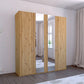 Brixton oak effect 4 door mirrored wardrobe with soft-close doors and adjustable shelving. Free delivery & assembly.