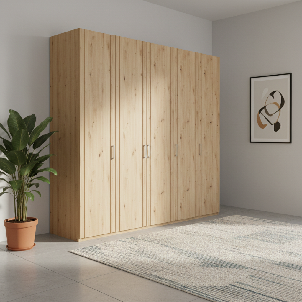 Wiemann Mainau 5 Door Hinged Wardrobe in Bianco Oak colour