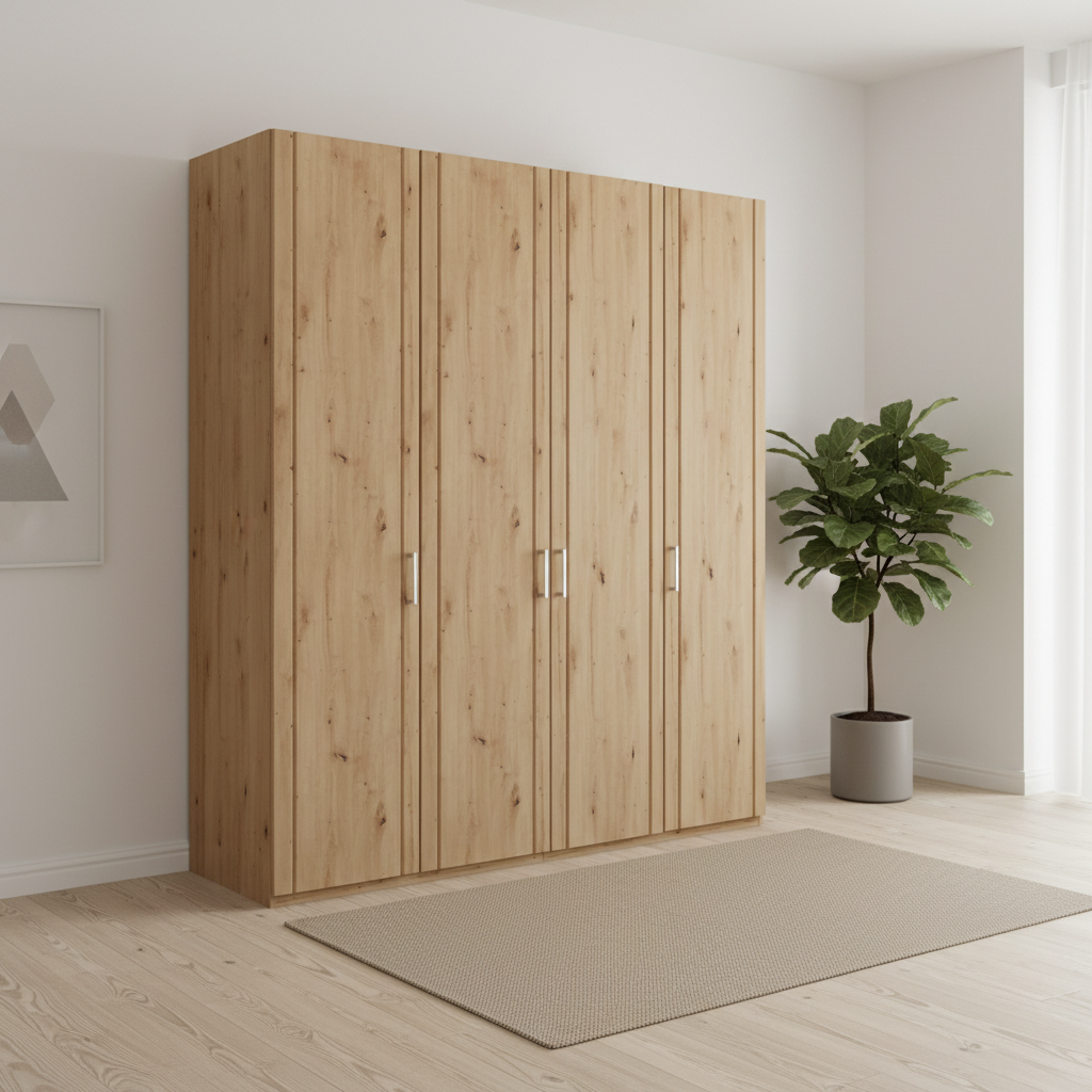Wiemann Mainau 5 Door Hinged Wardrobe in Bianco Oak