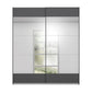 Mali 181cm Graphite & Mirror Sliding Door Wardrobe - Front View