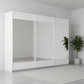 Malibu 271cm mirrored sliding wardrobe shown in white with the bands at the top and bottom of each door