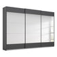 Rauch Malibu large three door mirrored sliding wardrobe in metallic grey