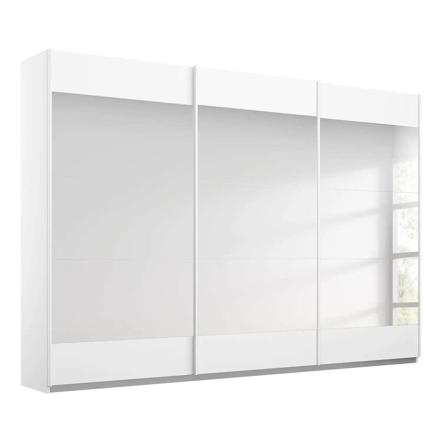 Mali White 3 Sliding Door 271cm Wide Wardrobe with Mirror