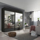Mali Graphite & Mirror Sliding Door Wardrobe - Styled in a Bedroom