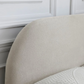 Close Up of Headboard on the Mallow Fabric Upholstered Bed with Walnut Legs