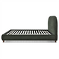 Mallow Olive Boucle Fabric Upholstered Bed with Walnut Legs - Side View 