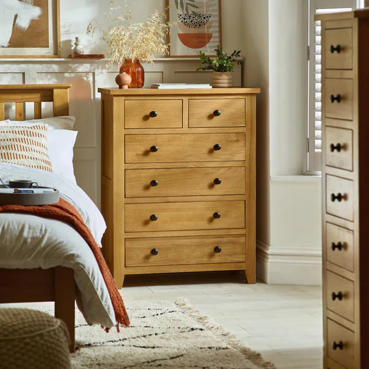 Marlborough 4+2 Drawer Chest - Styled in a Bedroom