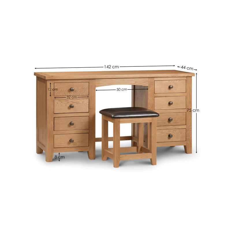 Marlborough Twin Pedestal Dressing Table - Dimensions