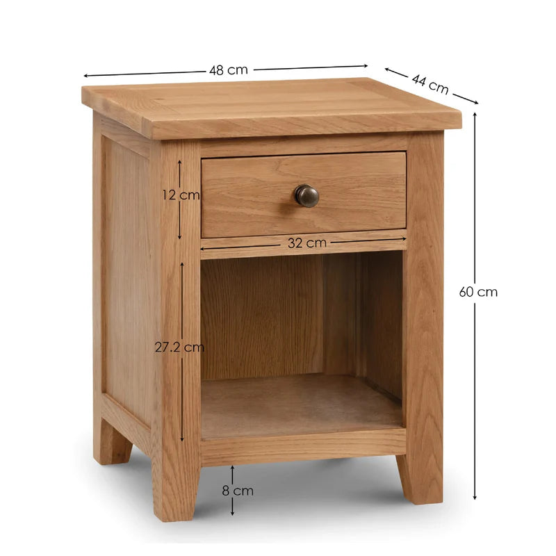 Marlborough 1 Drawer Bedside - Dimensions