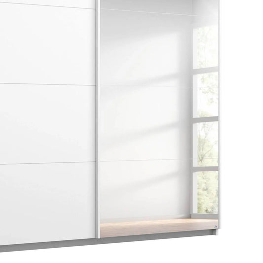 Rauch Maverick 2 Door White High Gloss Sliding Wardrobe With Mirror- W181cm - Closeup View
