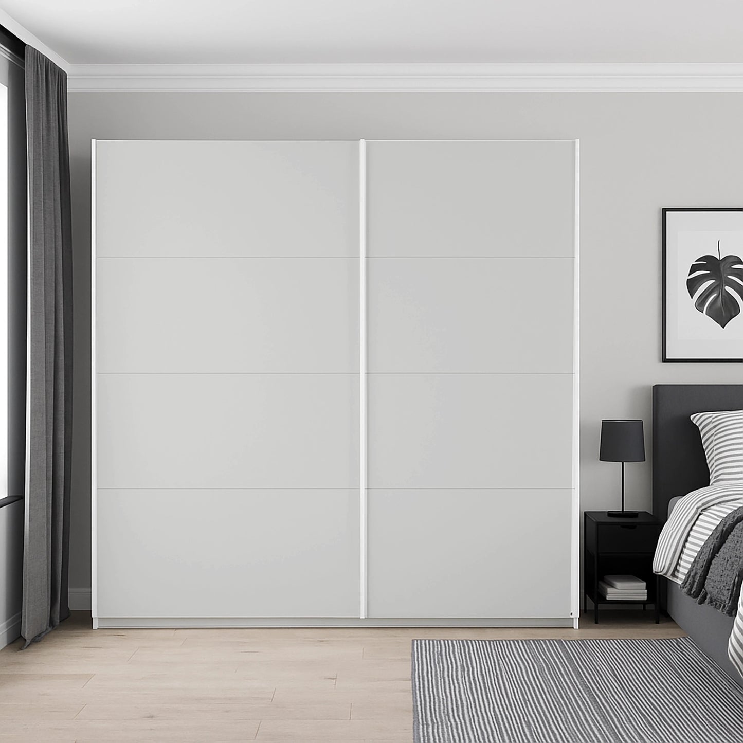 Rauch Maverick 2 Door Silk Grey Sliding Wardrobe - W181cm - Styled in a Bedroom