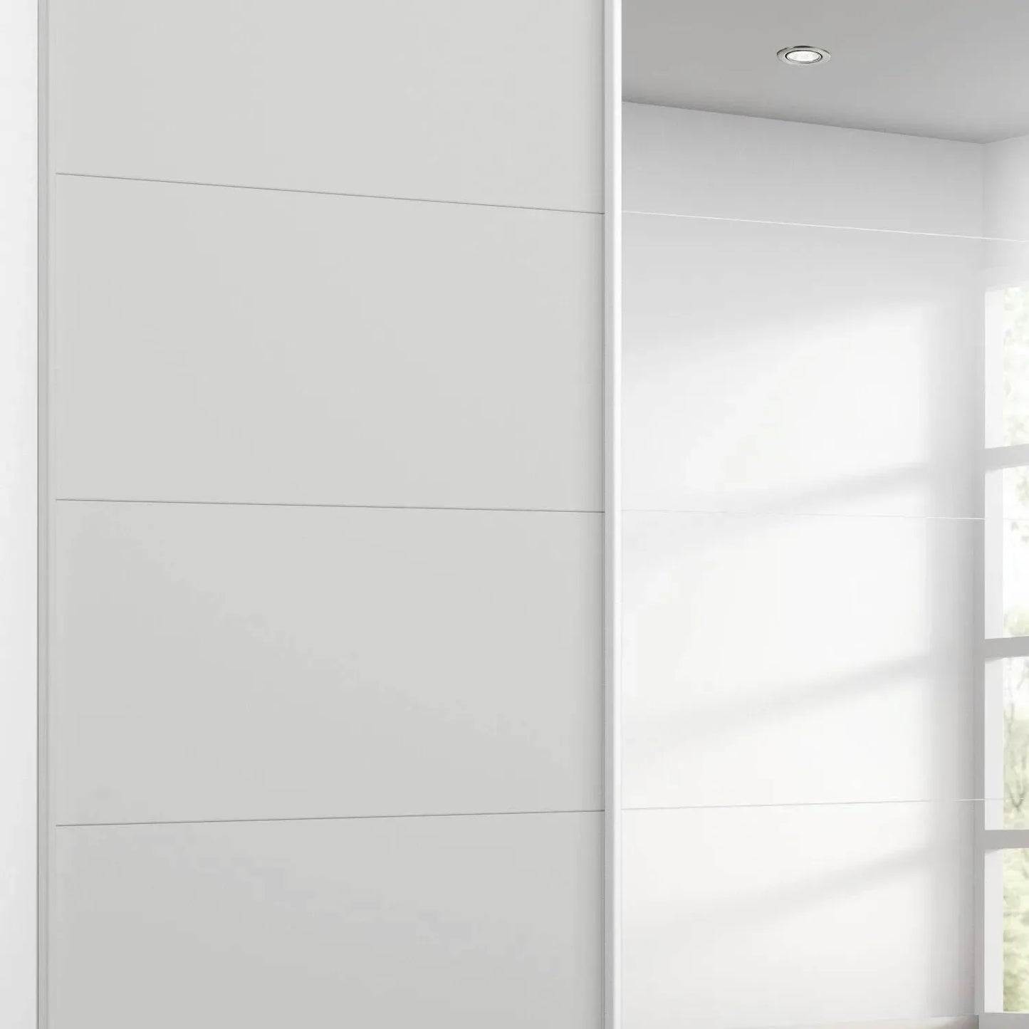 Memphis White Sliding Door Wardrobe with Mirror W181cm