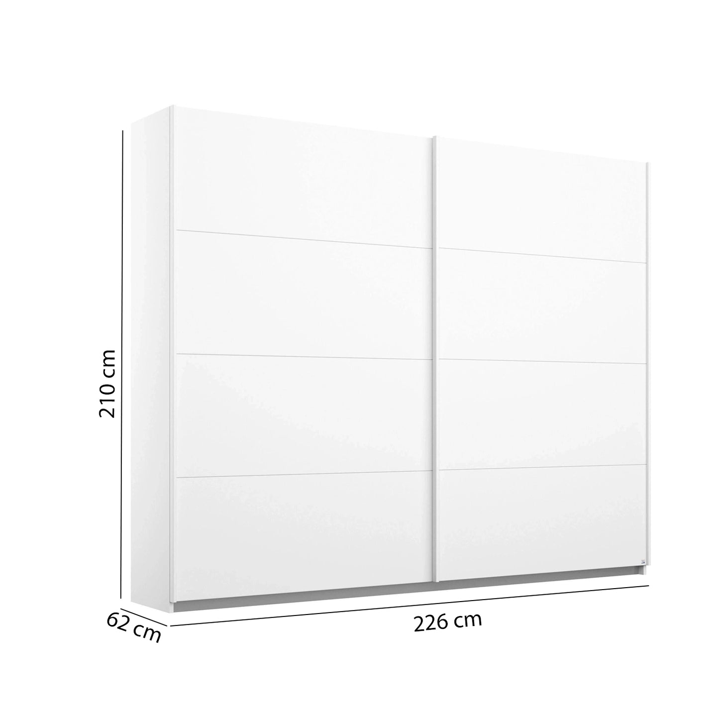 Rauch Maverick 2 Door White High Gloss Sliding Wardrobe - W226cm - Dimensions