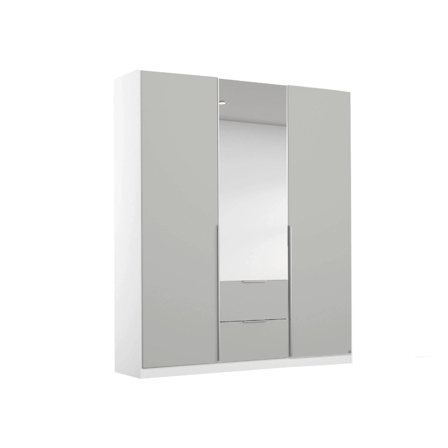 Rauch Maverick 3 Door 2 Drawers Silk Grey Hinged Wardrobe 136cm With Mirror