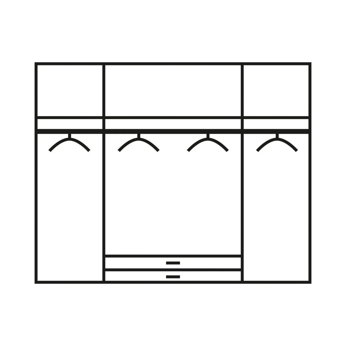 Rauch Maverick 4 Door 2 Drawers Silk Grey Hinged Wardrobe 181cm - Interior View