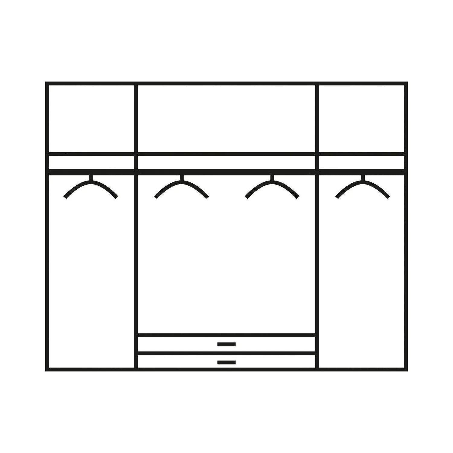 Rauch Maverick 4 Door 2 Drawers Silk Grey Hinged Wardrobe 181cm - Interior View