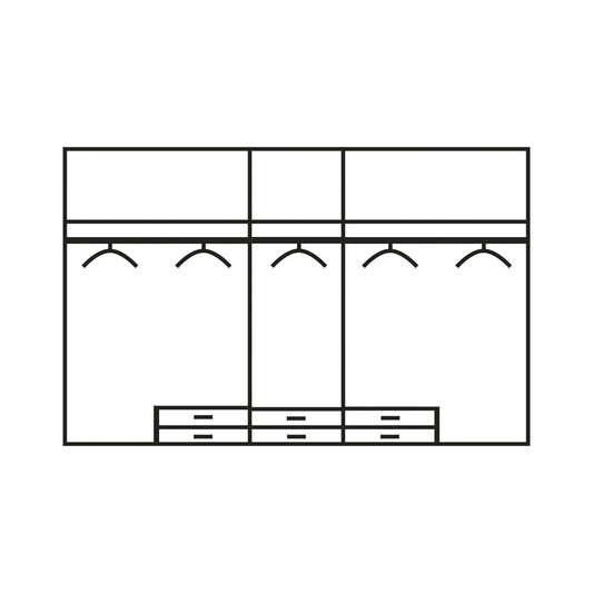 Rauch Maverick 5 Door 6 Drawers White High Gloss Hinged Wardrobe 226cm - Interior View