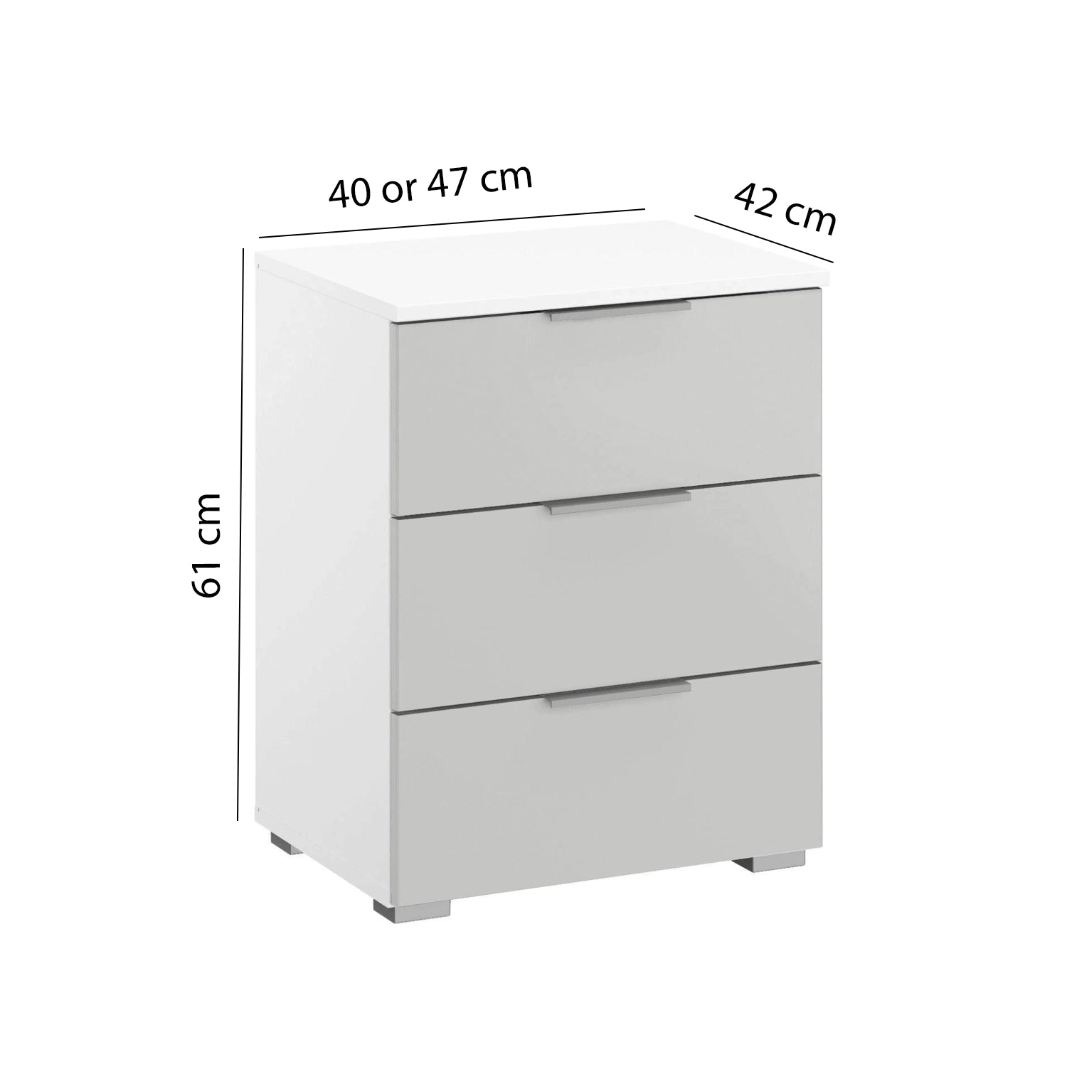 Rauch Maverick 3 Drawers Silk Grey Beside Table - Dimensions