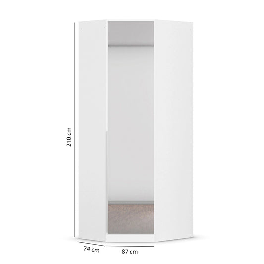 Rauch Maverick 1 Door White High Gloss Corner Wardrobe With Mirror - Dimensions