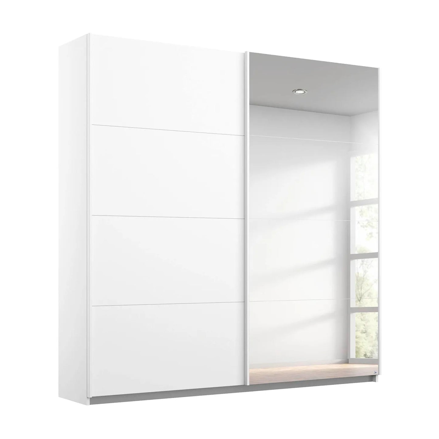 Memphis White Sliding Door Wardrobe with Mirror W181cm 