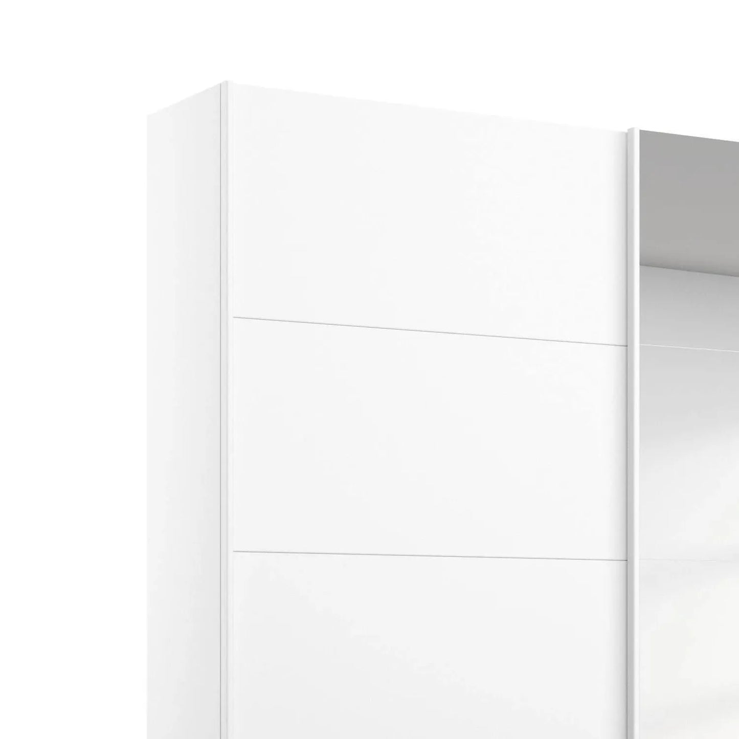 Memphis White Sliding Door Wardrobe with Mirror W181cm - Side Angle View