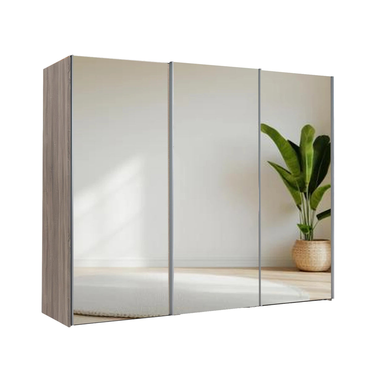 Wiemann Oxford 3 Door Full Mirror Sliding Wardrobe in Oak