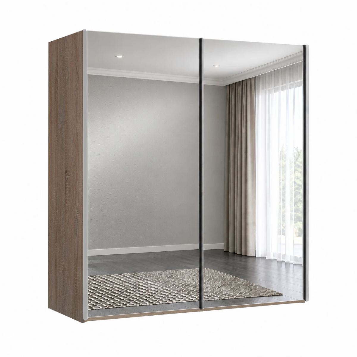 Wiemann Oxford 2 Door Full Mirror Sliding Wardrobe in Oak