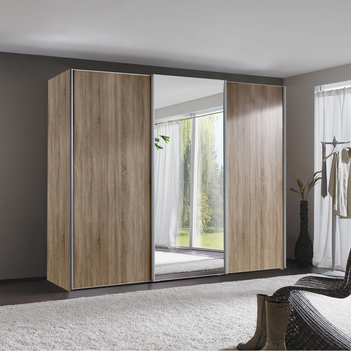 Wiemann Oxford 3 Door Mirror Sliding Wardrobe in Oak