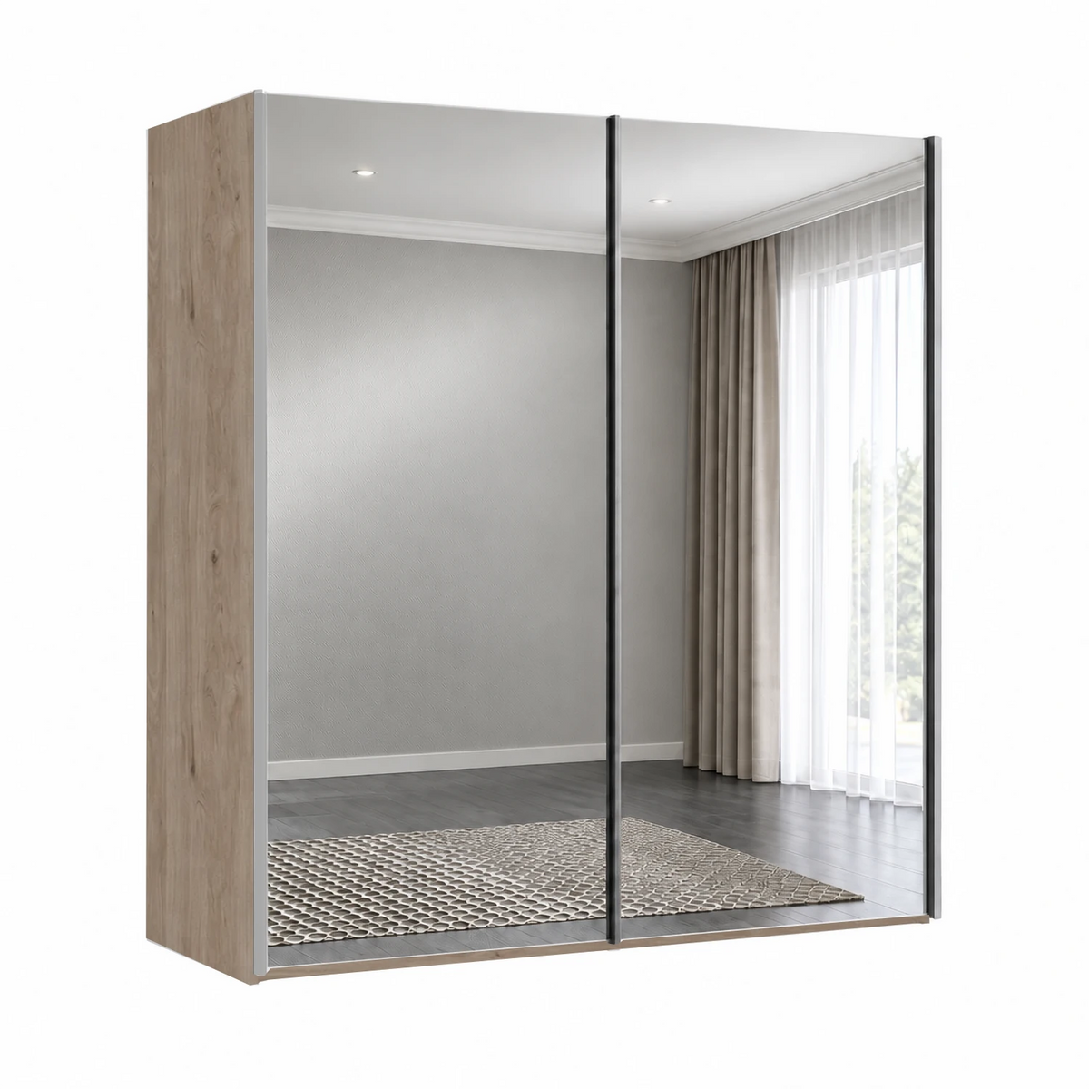 Wiemann Oxford 2 Door Full Mirror Sliding Wardrobe in Oak