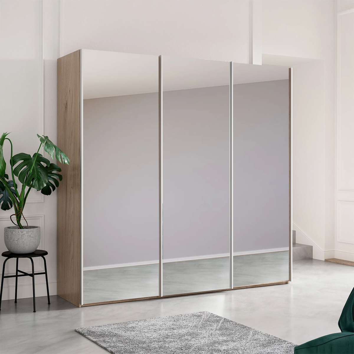 Wiemann Oxford 3 Door Full Mirror Sliding Wardrobe in Oak