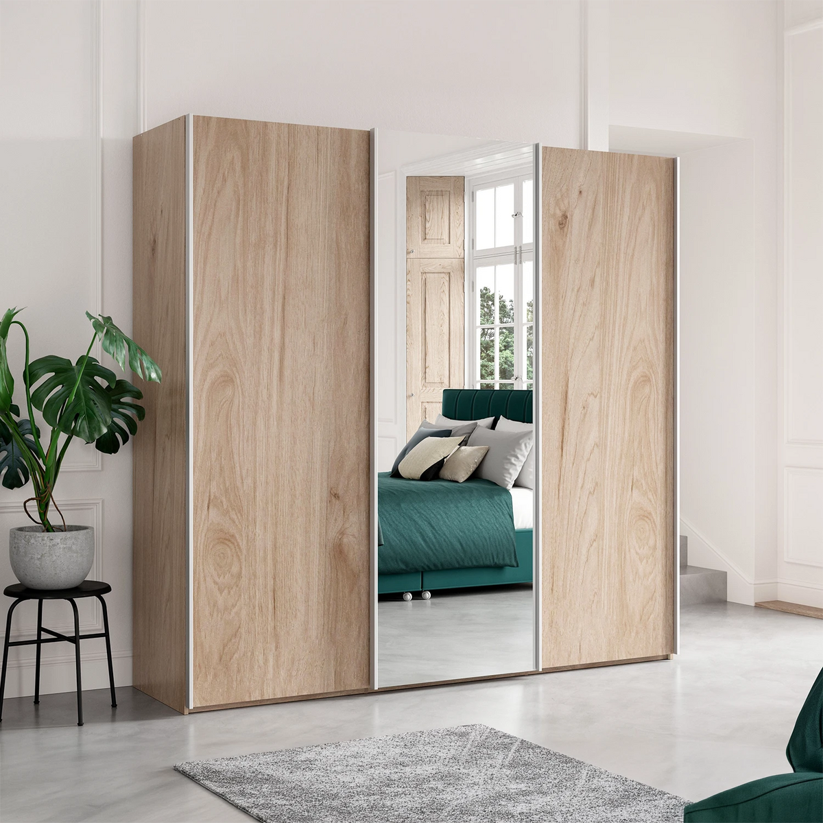 Wiemann Oxford 3 Door Mirror Sliding Wardrobe in Oak