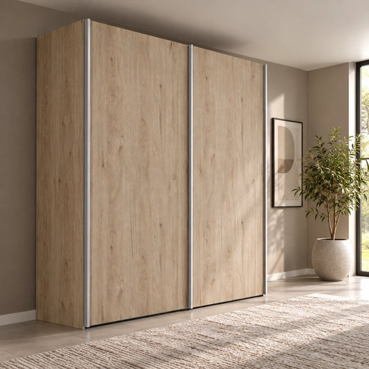 Wiemann Oxford 2 Door Decor Sliding Wardrobe in Holm Oak styled in a beautiful room