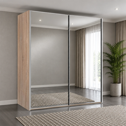 Wiemann Oxford 2 Door Full Mirror Sliding Wardrobe in Oak
