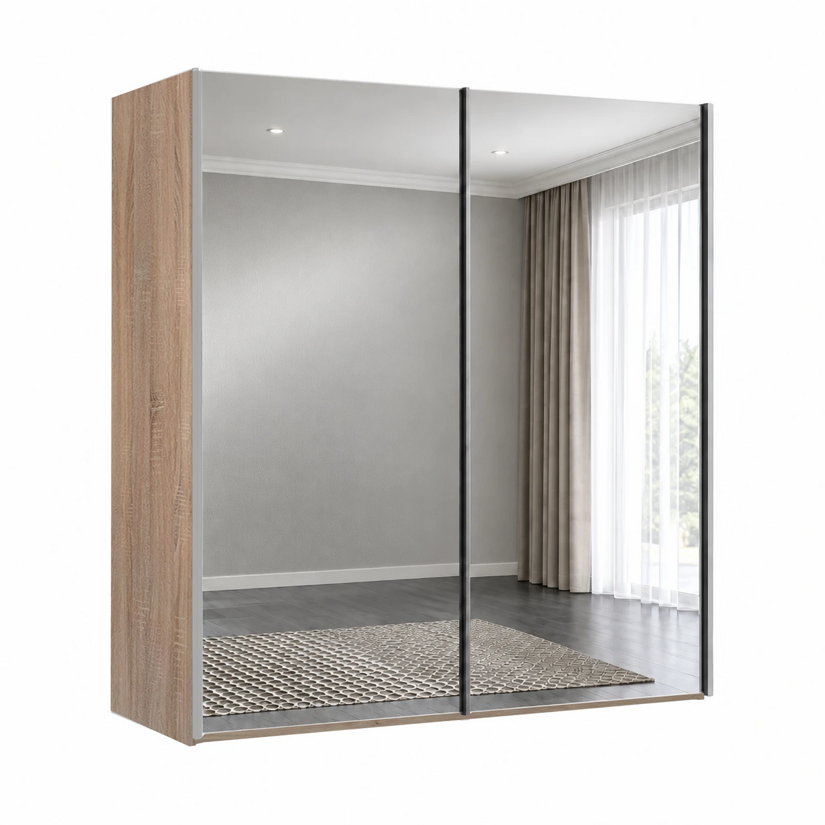 Wiemann Oxford 2 Door Full Mirror Sliding Wardrobe in Oak