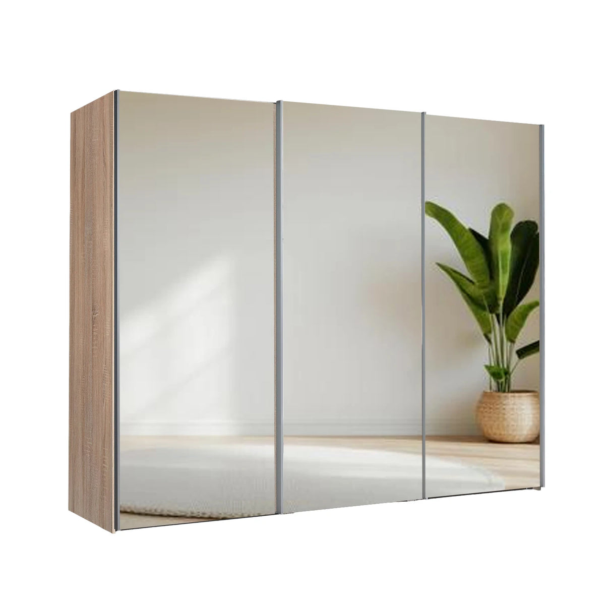 Wiemann Oxford 3 Door Full Mirror Sliding Wardrobe in Oak