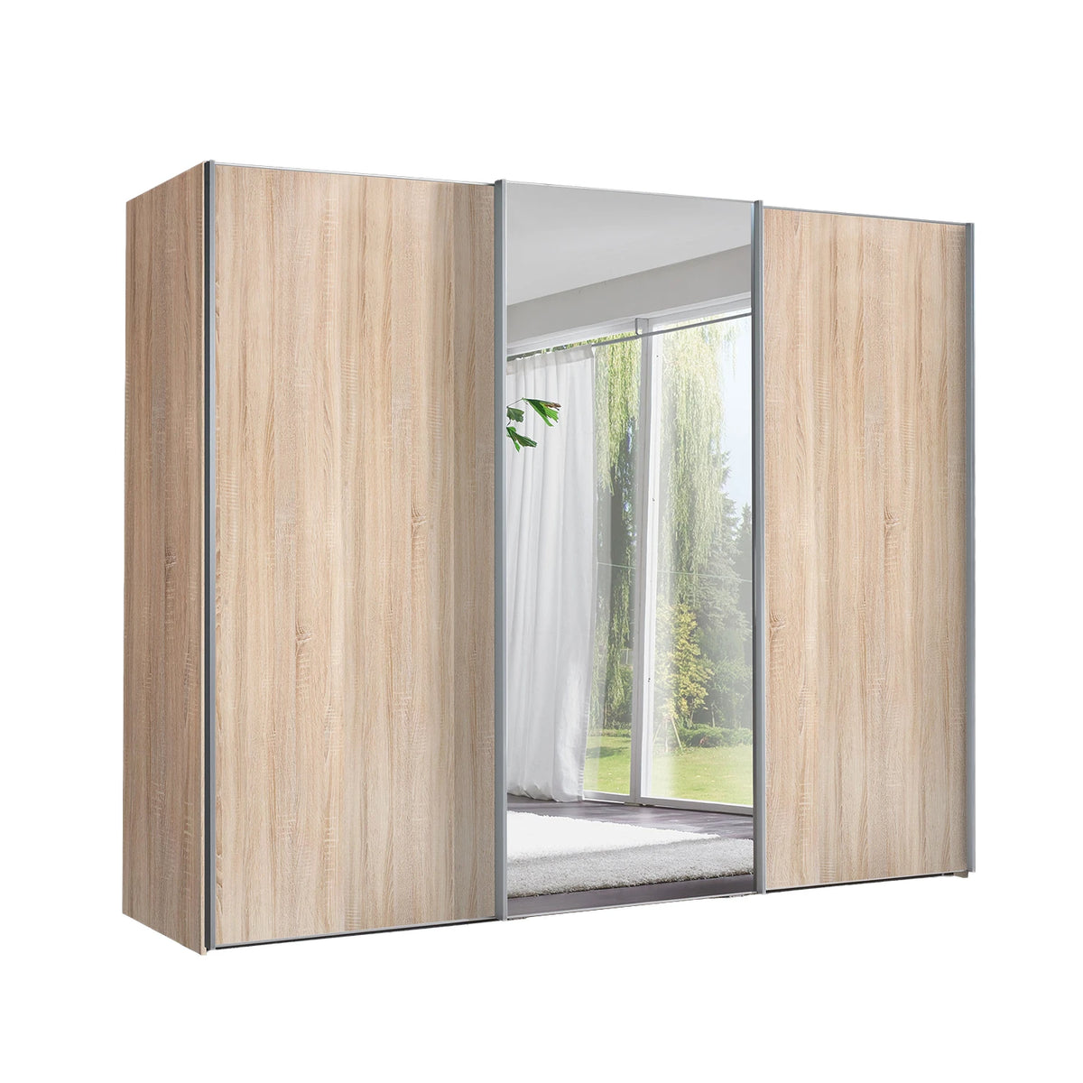 Wiemann Oxford 3 Door Mirror Sliding Wardrobe in Oak
