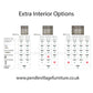 Interior Layout and options for Rauch Perth modern sliding door wardrobe with premium champagne glass front panels, square mirror pad inserts, and optional matching surrounding LED frame lighting