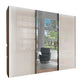 Monaco 3000 Bianco Oak Champagne Glass Triple Sliding Door Wardrobe with Mirror 