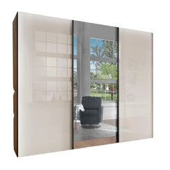 Monaco 3000 Bianco Oak Champagne Glass Triple Sliding Door Wardrobe with Mirror 